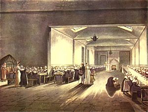 Microcosm of London Plate 005 - Dining Hall, Asylum