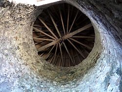 Monkton Vaulted Tower Windmill, South Ayrshire, Scotland. View of the roof