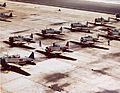 North American SNJ Texans parked at Naval Air Station Miami, circa 1942-43 (80-G-K-13376)