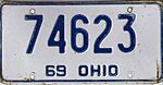 Ohio 1969 license plate - Number 74623.jpg