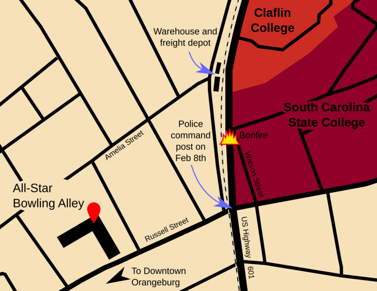 Orangeburg Massacre Map