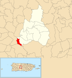 Location of Pica within the municipality of Jayuya shown in red
