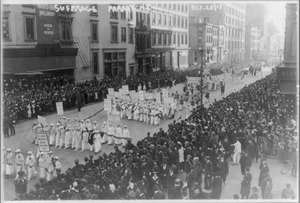 Pre-election parade for suffrage in NYC, Oct. 23, 1915, in which 20,000 women marched LCCN2001704302