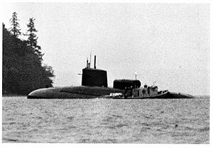 SSBN 609 - Sam Houston - aground on Fox Island