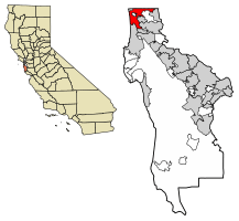 Location of Daly City in San Mateo County, California