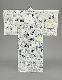 Summer Kimono (Yukata) with Illustrations from the 1802 novel 'Hizakurige' (Shank's Mare) by Ikku Jipensha (1765-1831) LACMA M.2006.37.6 (5 of 9)