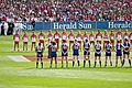 The teams line up for the national anthem, 2005 AFL Grand Final