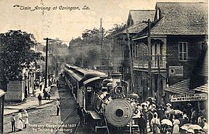 Train at Covington LA 1907 Postcard