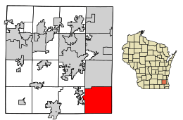 Location of Muskego in Waukesha County, Wisconsin.