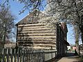 William Rainey Harper Log House in the morning