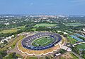 Yale Bowl with New Haven skyline