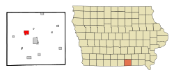 Location of Mystic, Iowa
