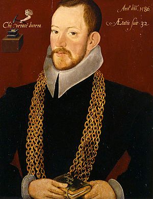 British (English) School - Richard Carew (1555–1620), Aged 32, as High-Sherrif and Deputy-Lieutenant of Cornwall - 352348 - National Trust