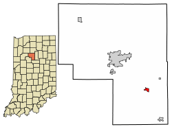 Location of Walton in Cass County, Indiana.