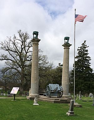 The old courthouse columns at Oak Hill Cemetery
