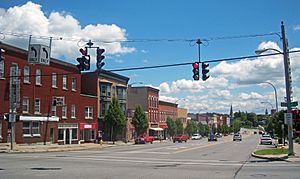 Downtown, looking east along Main Street (NY 5) fromClay and Lake street (NY 19) intersection