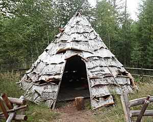 Evenki tent made by birchbark, Aug 2019