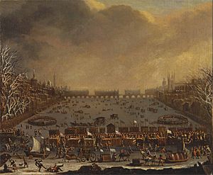 Frost Fair on the Thames, with Old London Bridge in the distance - Google Art Project