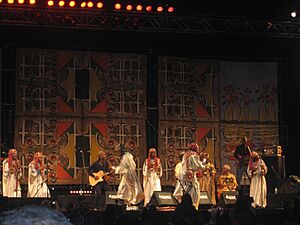 Gnaoua (Gnawa) musicians performing during the 2010 Gnaoua festival in the city of Essaouira, Morocco