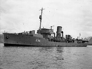 HMS Aubrietia (K96), 1941, port side