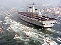 HMS Invincible Returns From Falklands War