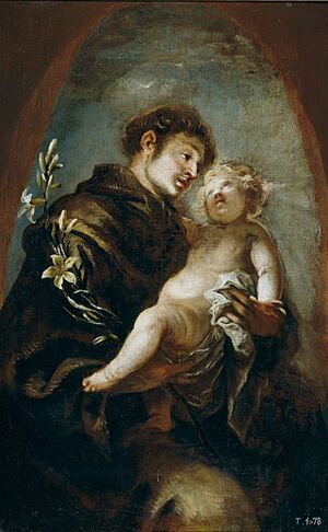 Herera mozo San Antonio de Padua 1660-1670. Oleo sobre lienzo. 105 x 104 cm. Museo del Prado