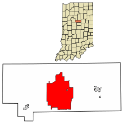 Location of Kokomo in Howard County, Indiana