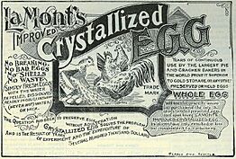 LaMont's Crystallized Eggs (dried or powder) 1898 ad - from, (1898) (ADVERT 276) (cropped)