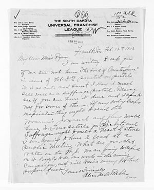 Letter from Alice M. A. Pickler, South Dakota Universal Franchise League February 26, 1913