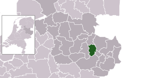 Highlighted position of Almelo in a municipal map of Overijssel