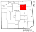 Map of Tioga Township, Tioga County, Pennsylvania Highlighted.png