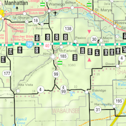 Map of Wabaunsee Co, Ks, USA