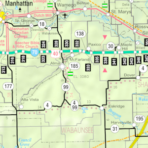 KDOT map of Wabaunsee County (legend)