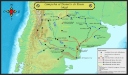 Mapa de la Campaña al Desierto por Rosas 1833