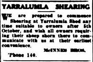 Mcinnes Bros Ad for shearing 1925