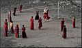 Monks play volleyball in Sikkim India