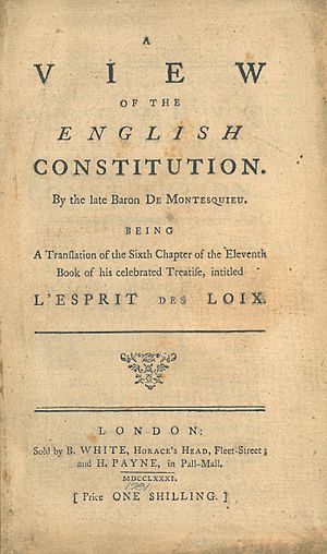 Montesquieu, A View of the English Constitution (translated by Francis Masères, 1781, title page)