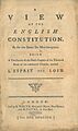 Montesquieu, A View of the English Constitution (translated by Francis Masères, 1781, title page)