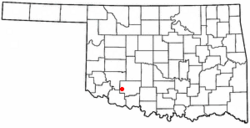 Location of Indiahoma, Oklahoma
