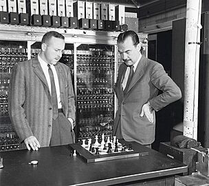 Paul Stein and Nicholas Metropolis play “Los Alamos” chess against the MANIAC