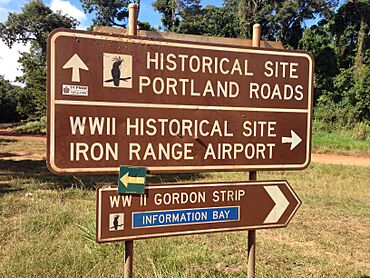 Portland Roads - Gordon Strip roadsign, Kutini-Payamu (Iron Range) National Park, Cape York, Queensland, Australia.jpg