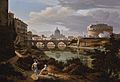 Rome, a view of the river Tiber looking south with the Castel Sant'Angelo and Saint Peter's Basilica beyond by Rudolf Wiegmann 1834