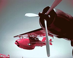 Ryan KDA Firebee under wing of Douglas JD-1 Invader (color)