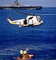 SH-3 Sea King of HC-1 recovers Apollo 17 astronauts off USS Ticonderoga (CVS-14), 19 December 1972 (Ap17-S72-55974)