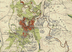 Safed 2020 street map overlaid on Survey of Palestine map from 1942.png