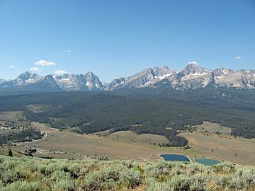 A photo of the Sawtooth Range taken from a ridge southeast of Stanley