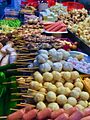 Skewered food at Shida Night Market in Taipei
