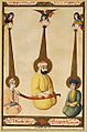 The first three Shiite Imams- Ali with his sons Hasan and Husayn, illustration from a Qajar manuscript, Iran, 1837-38 (gouache on paper)