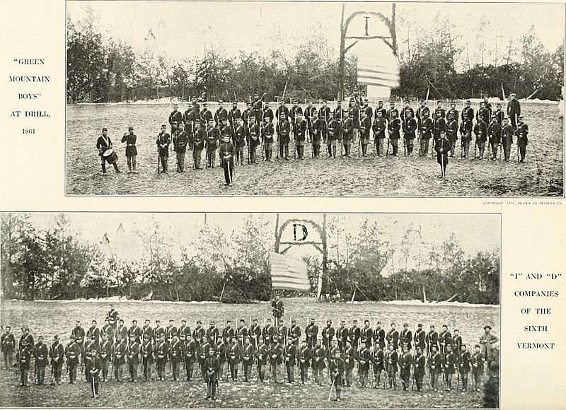 Company "D" of the 6th Vermont at drill, 1861.