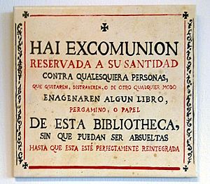 Threat of excommunication to thieves of books in the library of the university of Salamanca (Spain)